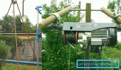 Troliu electric pentru găurire pe trepied.