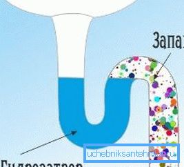 Blocarea cu apă împiedică vaporii de canalizare să otrăvească aerul din încăpere.