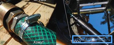 Fixarea furtunului și a cablului metalic.