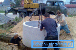 Instalarea inelelor de beton.