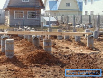 În fotografie - fundația conductelor de beton