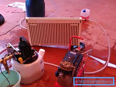 În fotografie - spălarea radiatorului sub presiune În fotografie - spălarea radiatorului sub presiune