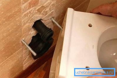 Dispozitivele sanitare de perete sunt montate pe șuruburi speciale de ancorare