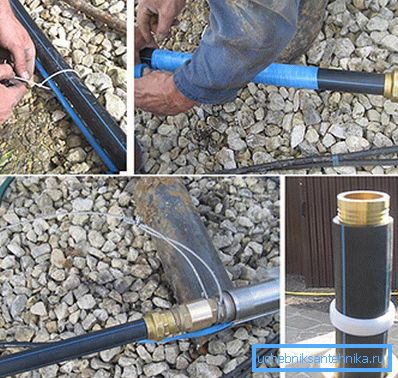 Procesul de montare a pompei pe conductă cu fixarea cablului