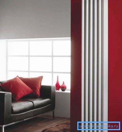 Un exemplu de design modern folosind un radiator îngust.