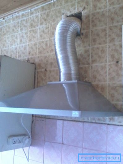 Exemplu de scoatere a țevii în arborele de ventilație Exemplu de scoatere a țevii în arborele de ventilație