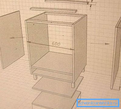 Curbstone sub chiuveta din bucătărie cu propriile mâini - schema-desen
