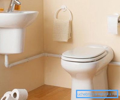 WC cu canal conectat la sursa de alimentare cu apă