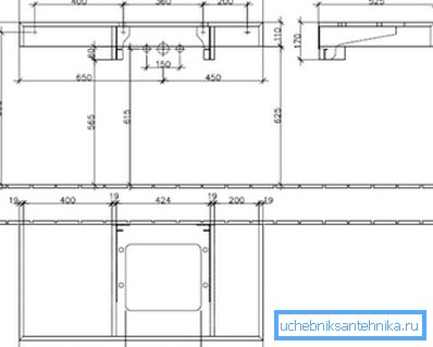 O variantă a desenului, creată pentru fabricarea structurilor pentru un model specific al chiuvetei