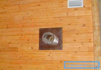 Ventilarea în baie într-o casă din lemn ar trebui să furnizeze schimb de aer la 50 m3 / h.