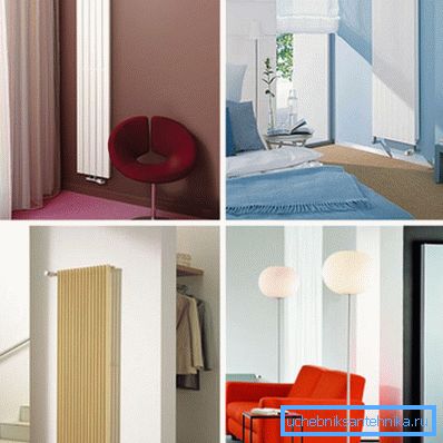 Radiatoare verticale în interiorul camerei