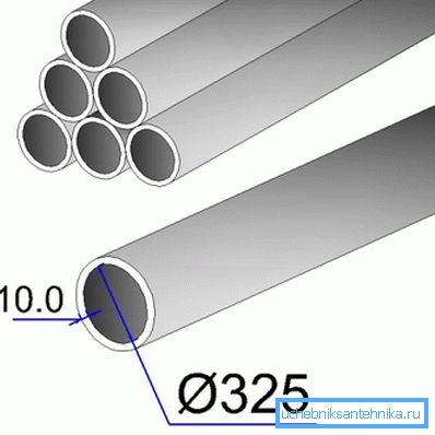 Greutatea țevii 325x10 și altele sunt determinate de grosimea peretelui